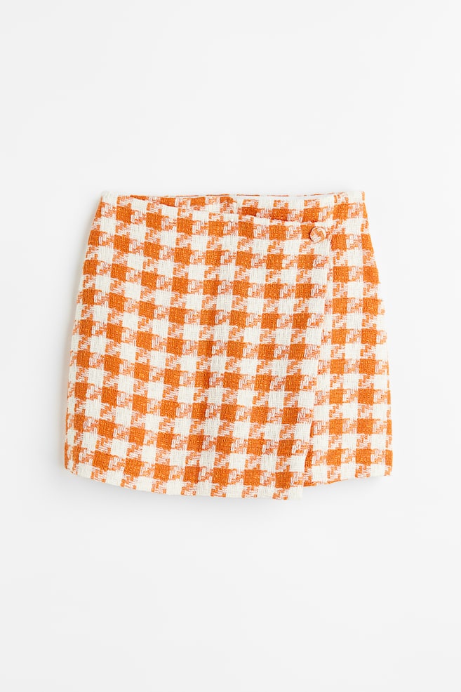 Minijupe - Orange/motif pied-de-poule - 1