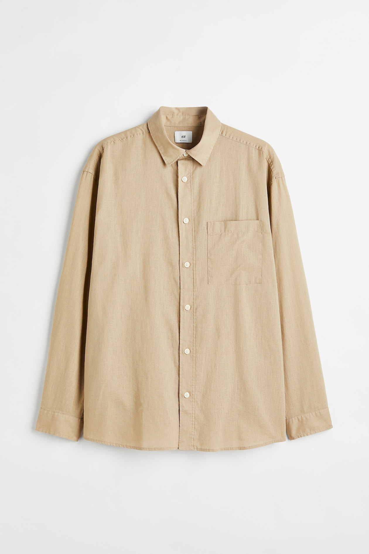 Hevò Men's Ripalta Linen and Viscose Blend Shirt Beige