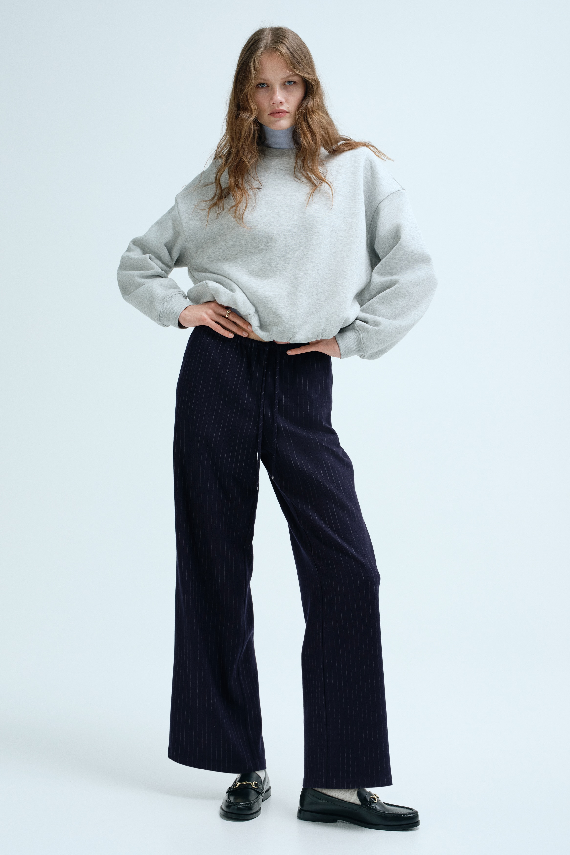 Pantalone sa učkurom - Tamnoplava/tanke pruge/Tamnosiva/dezen riblje kosti/Tamnosiva/karirano