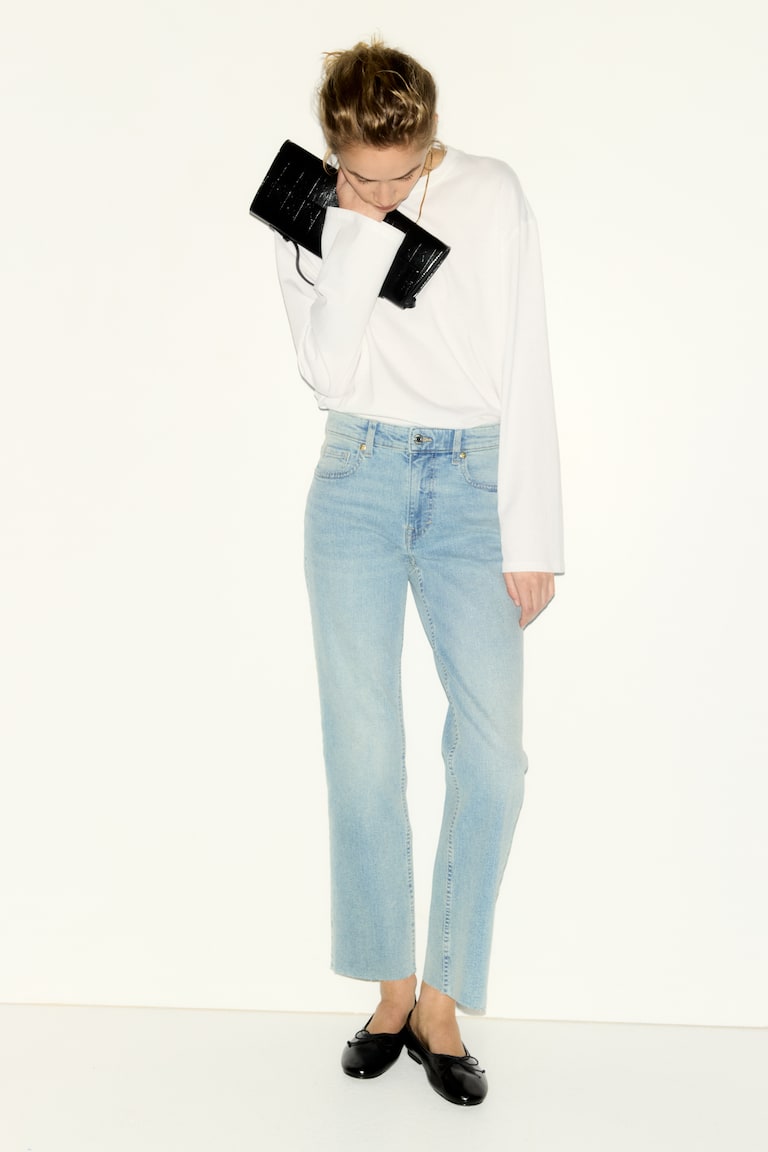 Flared Regular Waist Ankle Jeans