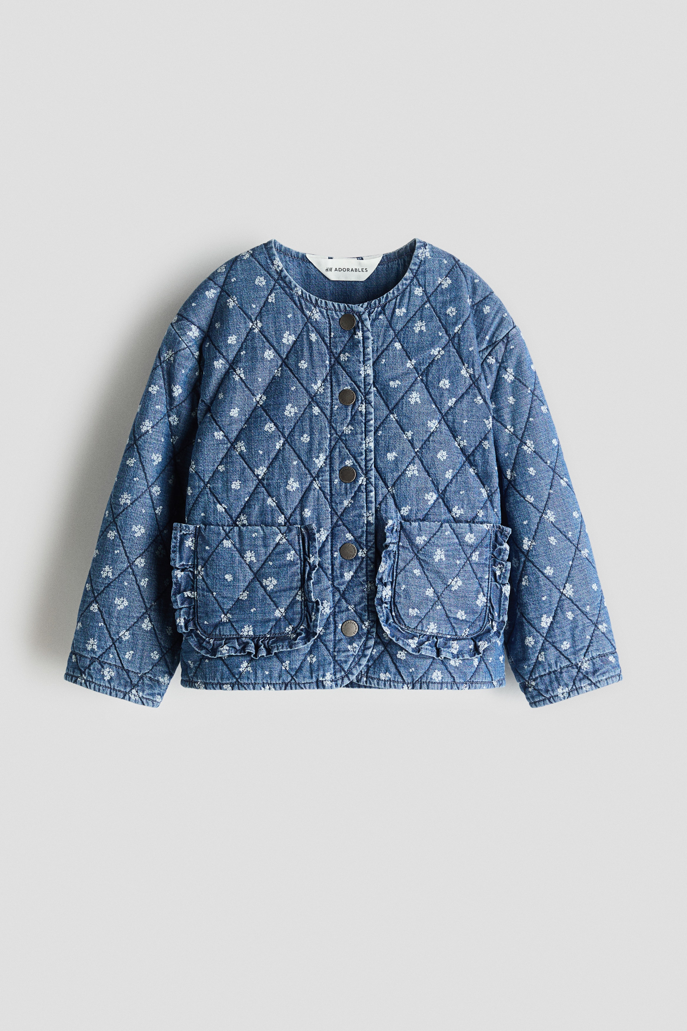 Prošivena teksas jakna - Teksas plava/cvetni dezen