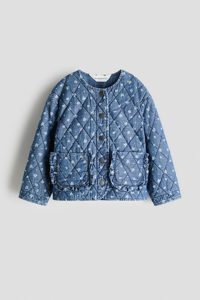 Steppjacke aus Denim - Denimblau/Geblümt - 1