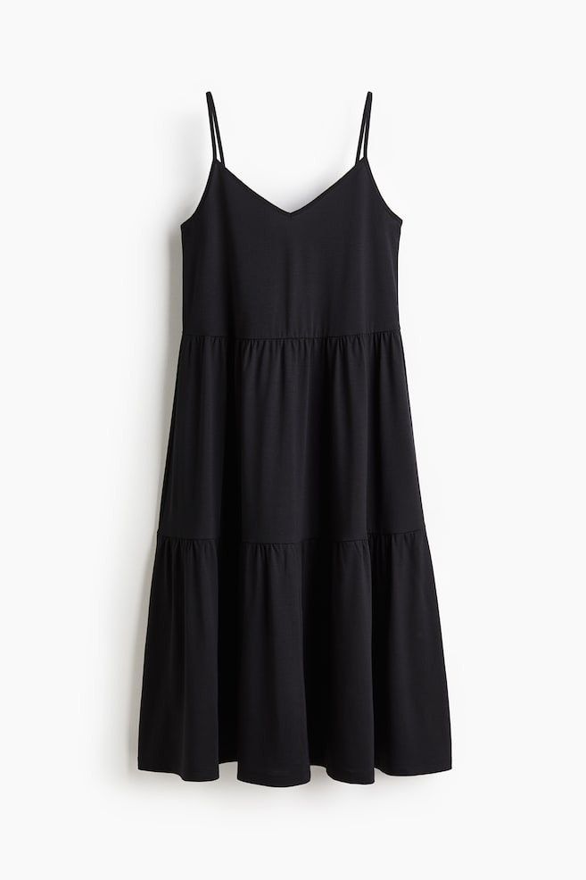 Tiered Strappy Dress - Black/White - 1