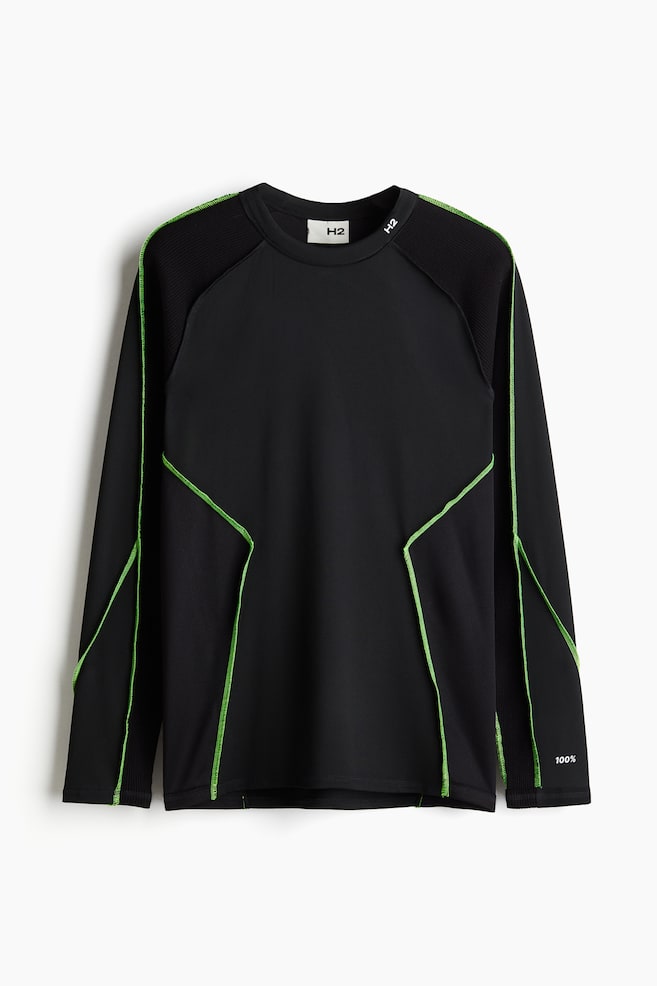 Long-sleeved jersey top - Black - 1