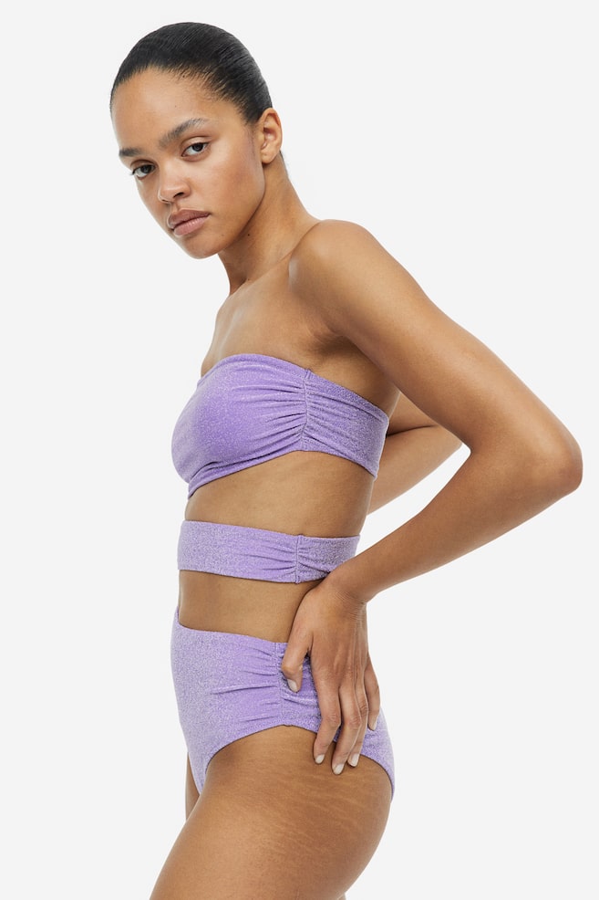 High leg cut-out swimsuit - Purple/Purple/Patterned - 4