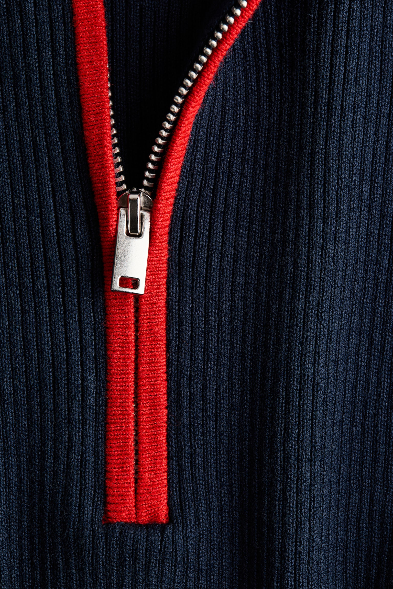 Rib-knit zip-top jumper - Marineblau/Beige - 7