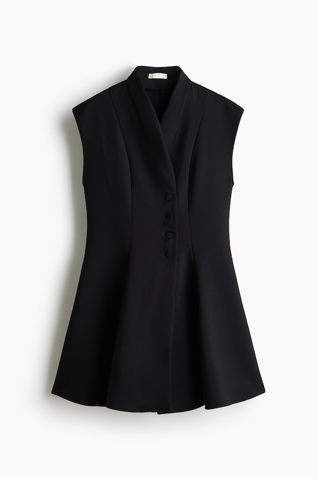 Flared-skirt wrap dress - Black/Cream - 1