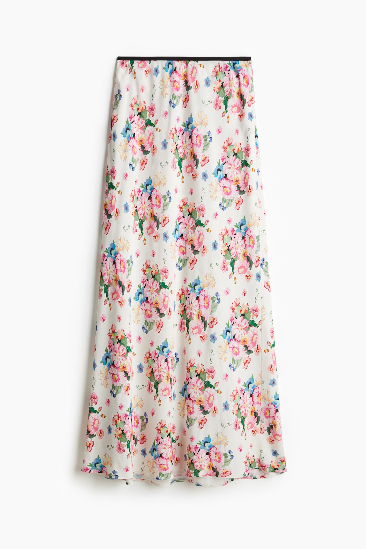 Maxi Skirt H And M Uk Skirts Crêpe Maxi Skirt White/Floral Ladies