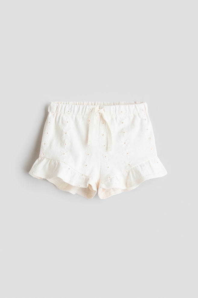 Shorts mit Broderie Anglaise - Weiß/Türkis/Schockrosa/Hellrosa - 1