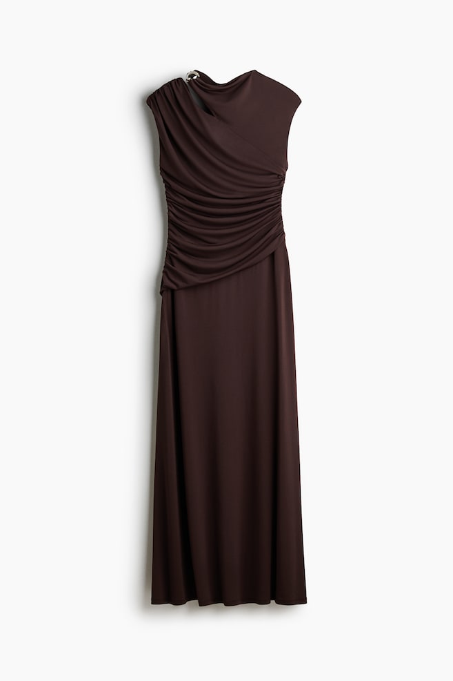 Draped Cutout Dress - Dark brown - 1