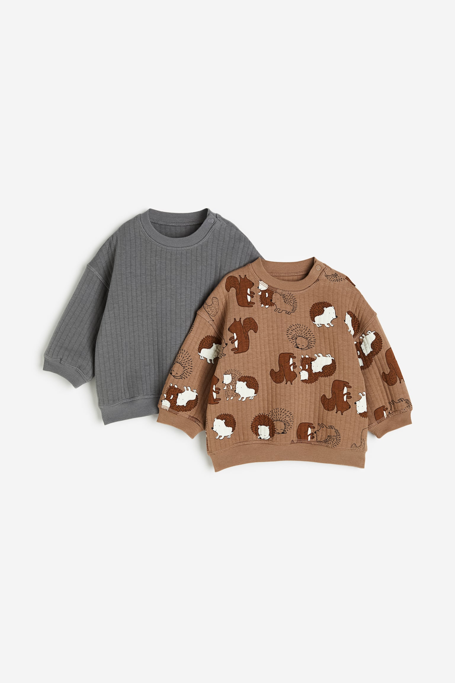 2-pack Quilted Sweaters - Brown/Animals - 1