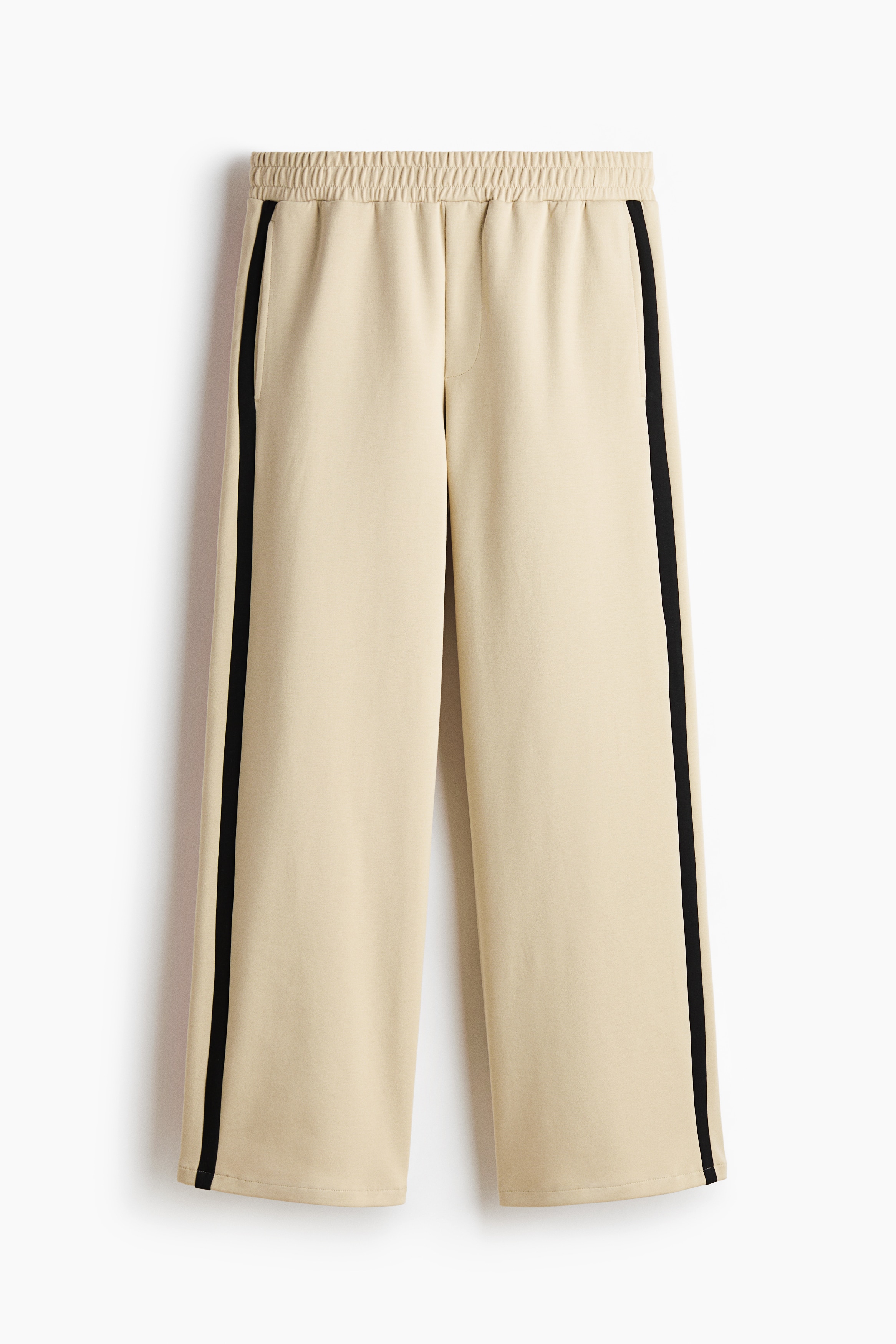 寬鬆運動長褲 - 米色/條紋/黑色/拼色