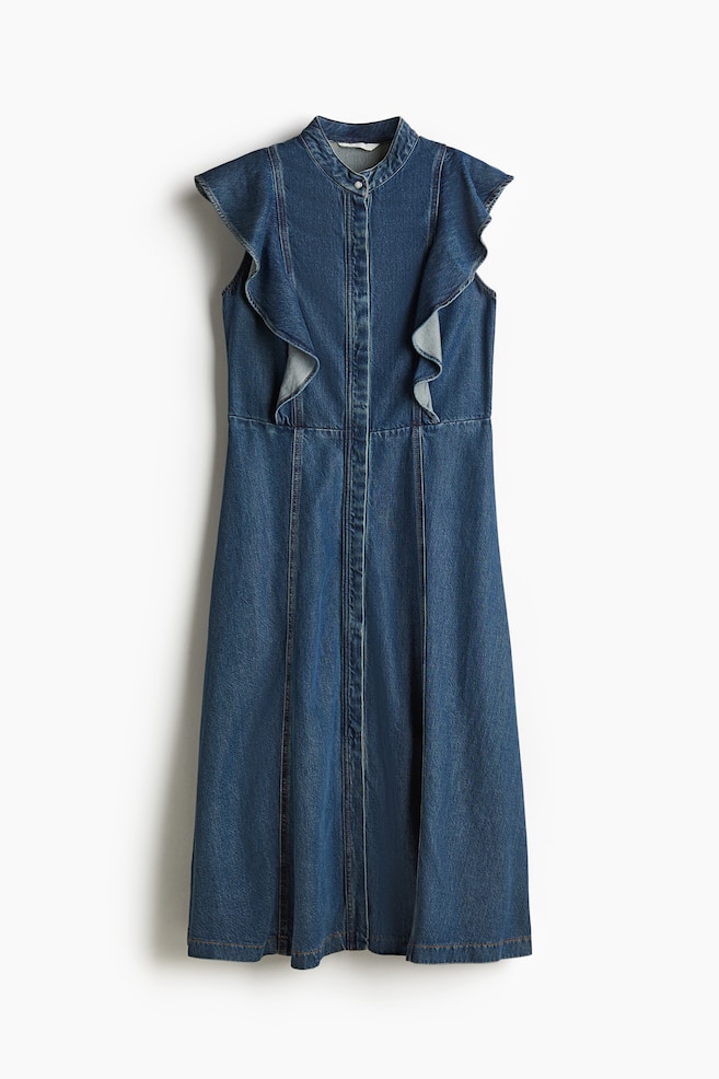 Robe volantée en denim - Bleu denim - 1
