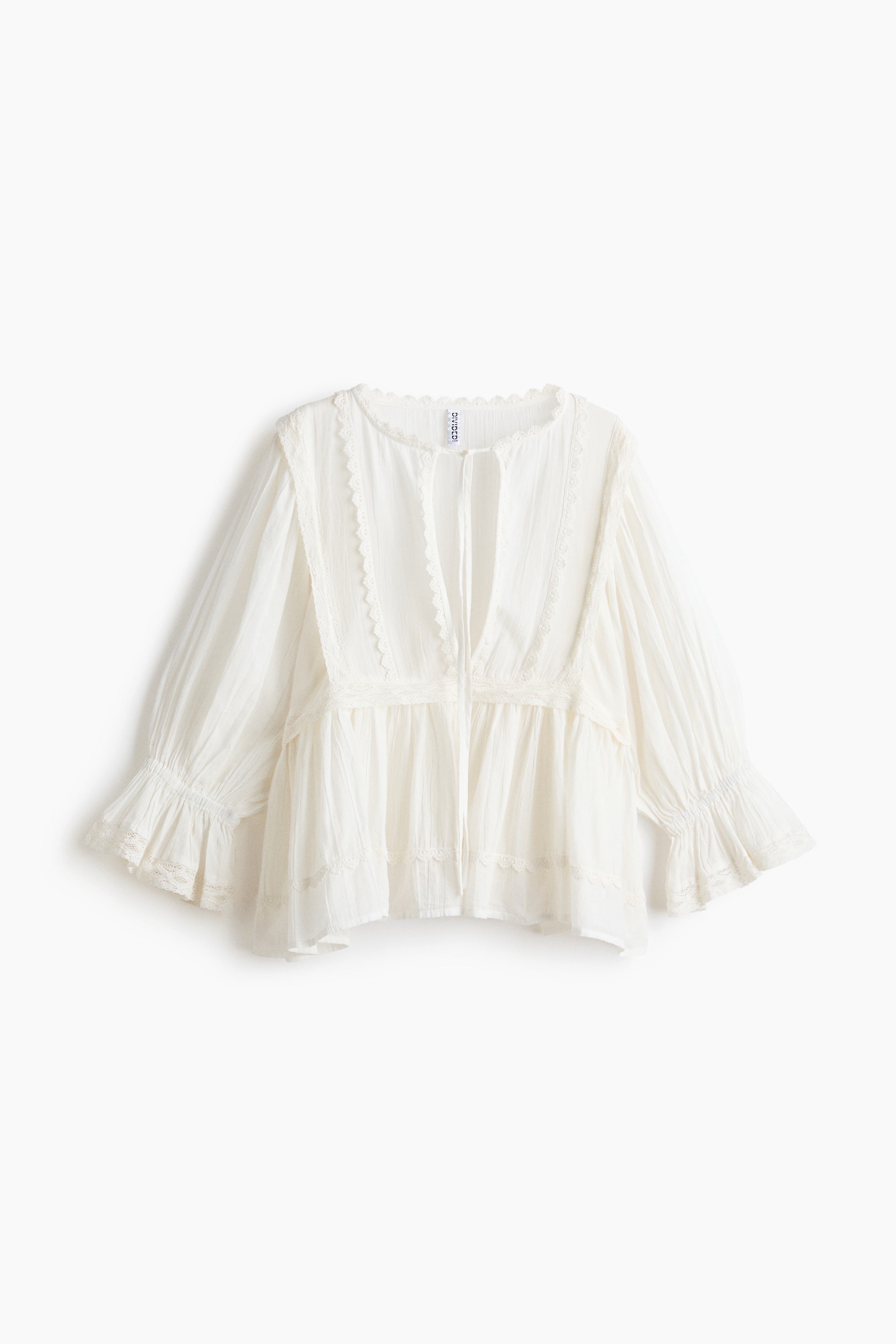 Lace-trimmed cotton blouse - White/Pink/Black