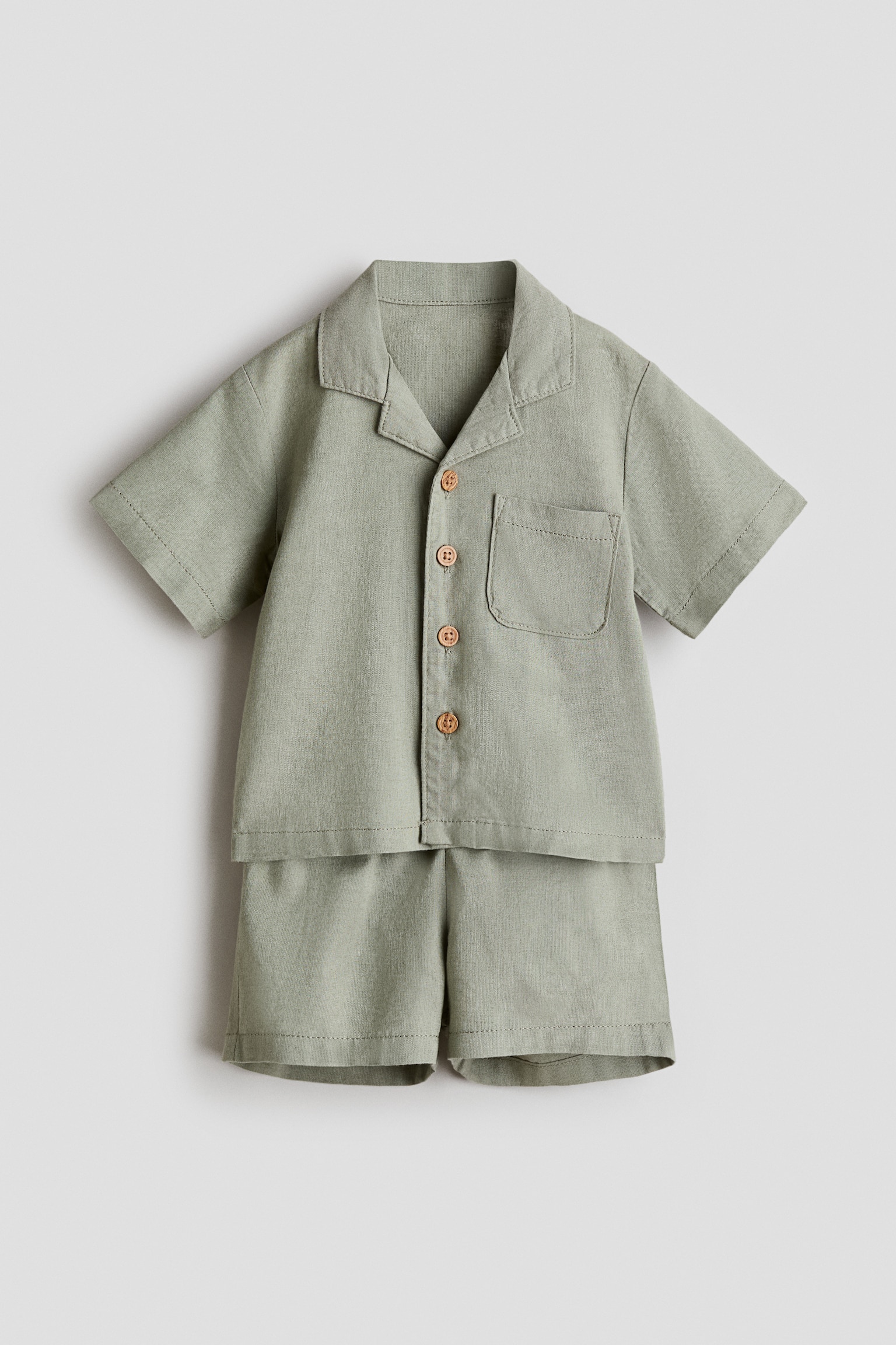 2-piece linen-blend set - Light khaki green/Light beige/Light beige/White striped/Turquoise/Striped