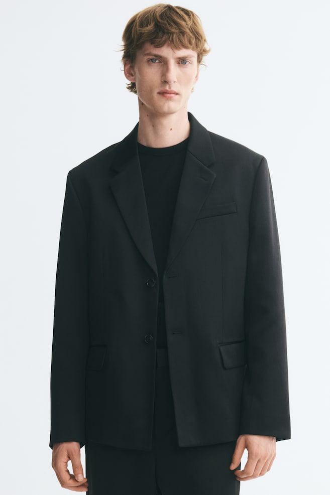 Regular-Fit Single-Breasted Jacket - Black - 1