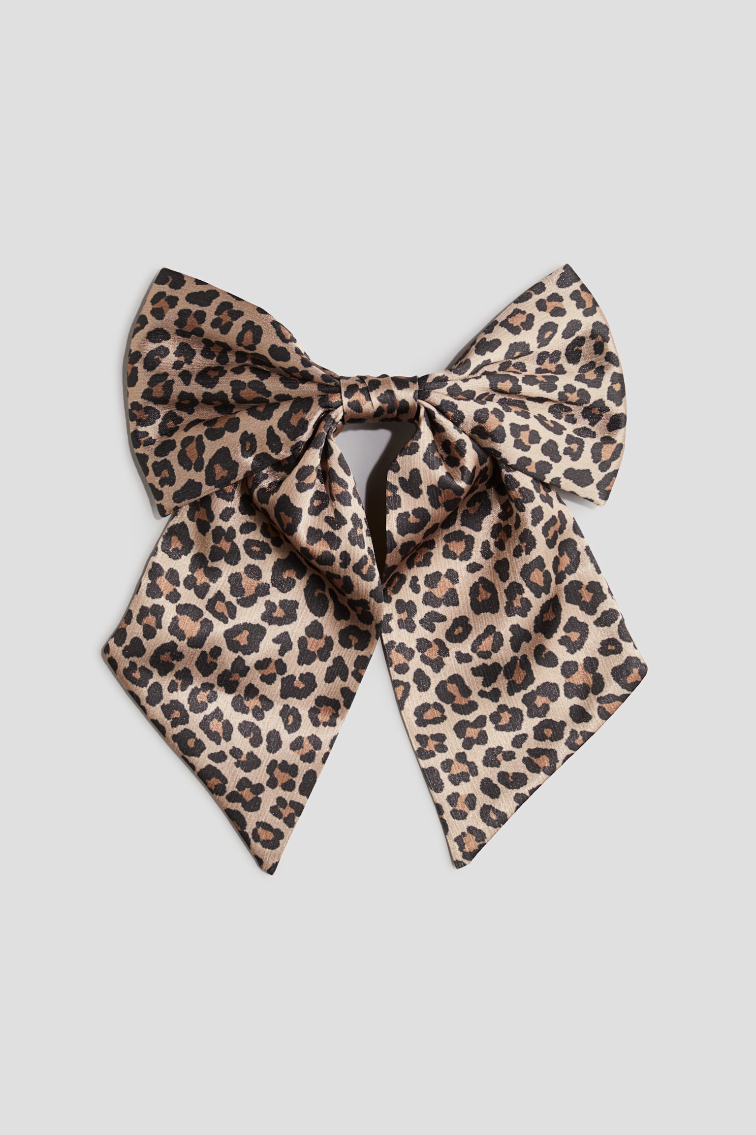 Bow-detail hair clip - Beige/Leopard-print - 1