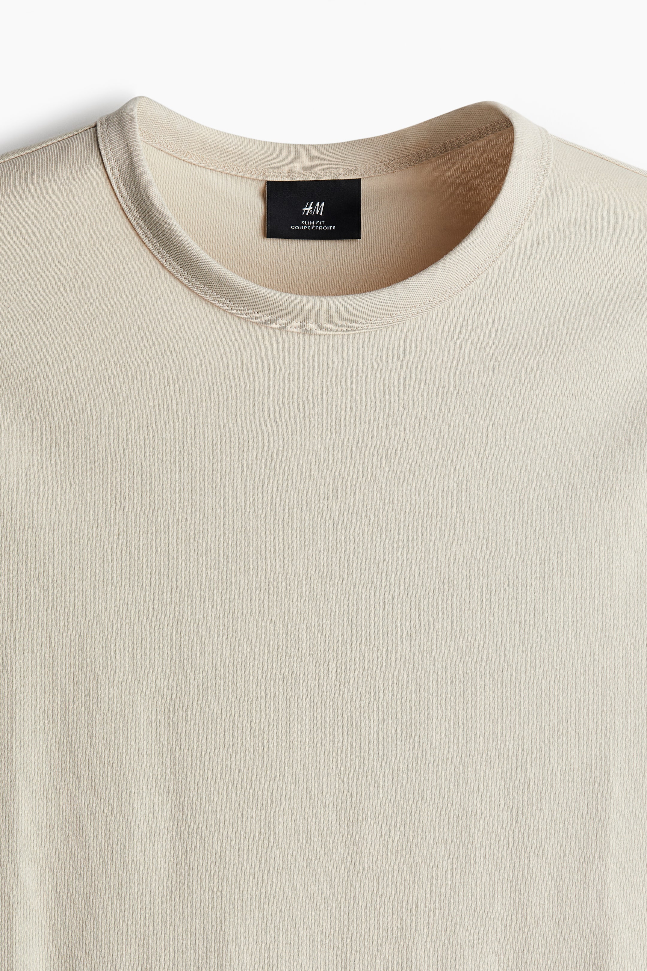 Slim Fit Cotton T-shirt - Beige - Men | H&M GB 7