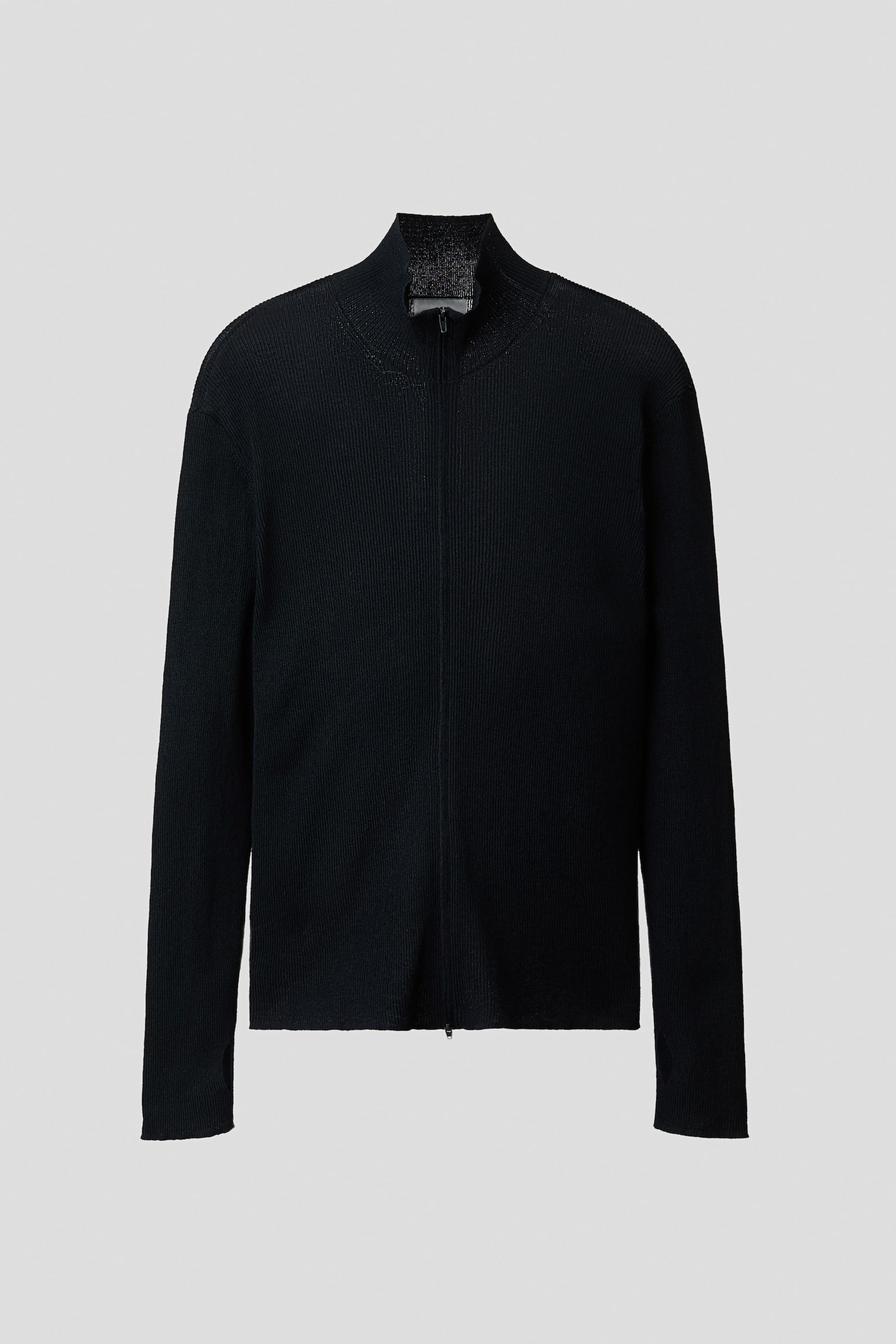 Slip-Fit Cardigan with Zipper - Navy blue - 1
