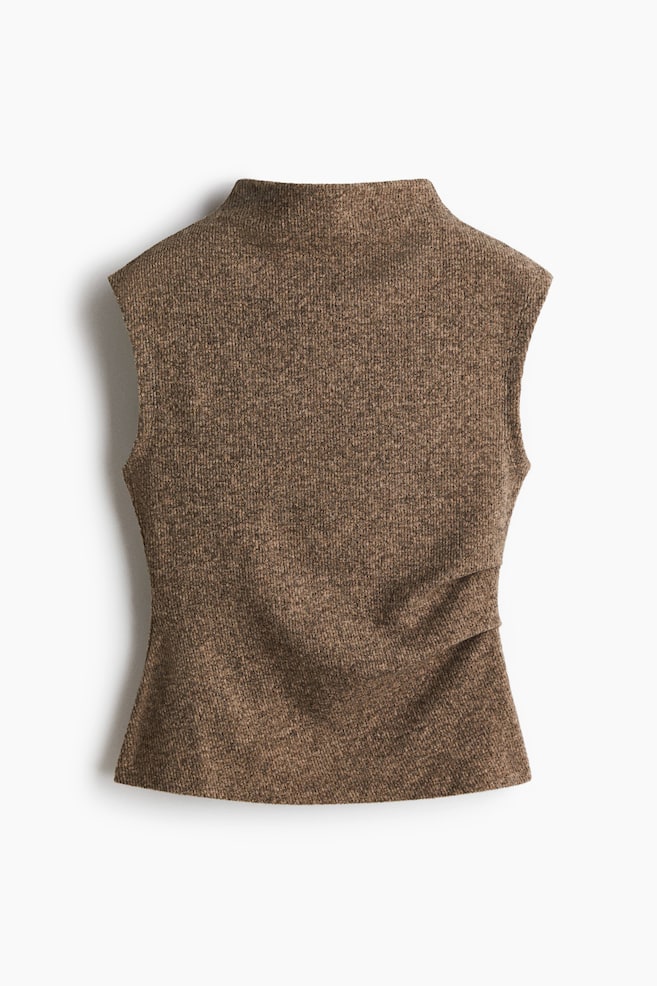 Rib-Knit Sleeveless Top - Brown - 1