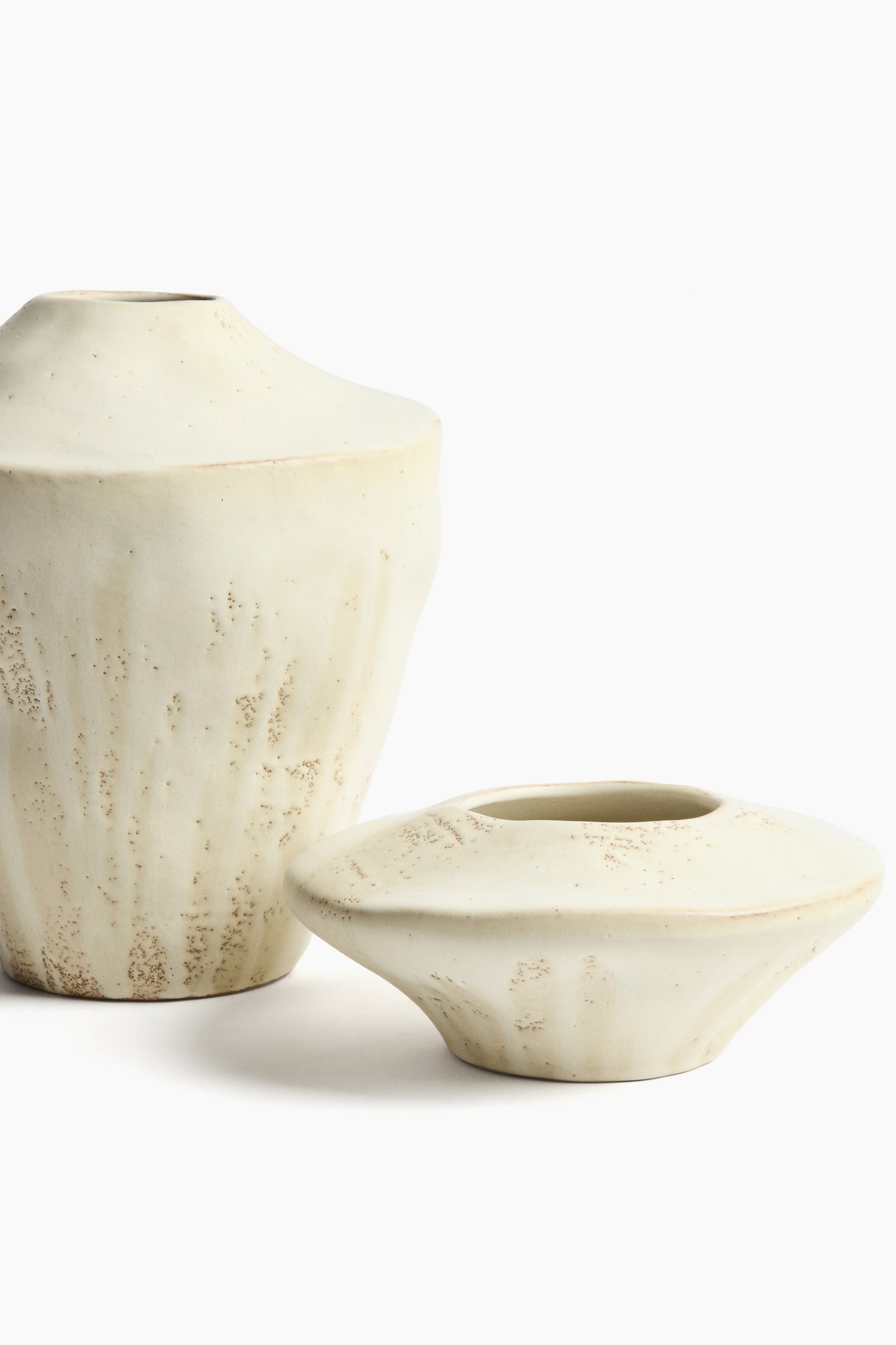 Large hand-glazed stoneware vase - Light beige - 4