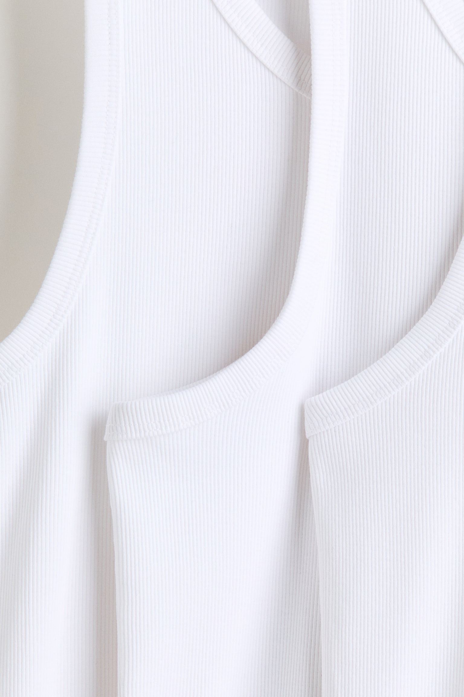 3-pack Slim Fit Ribbed vest tops - White/Brown/Grey/Black/White/Grey marl - 2
