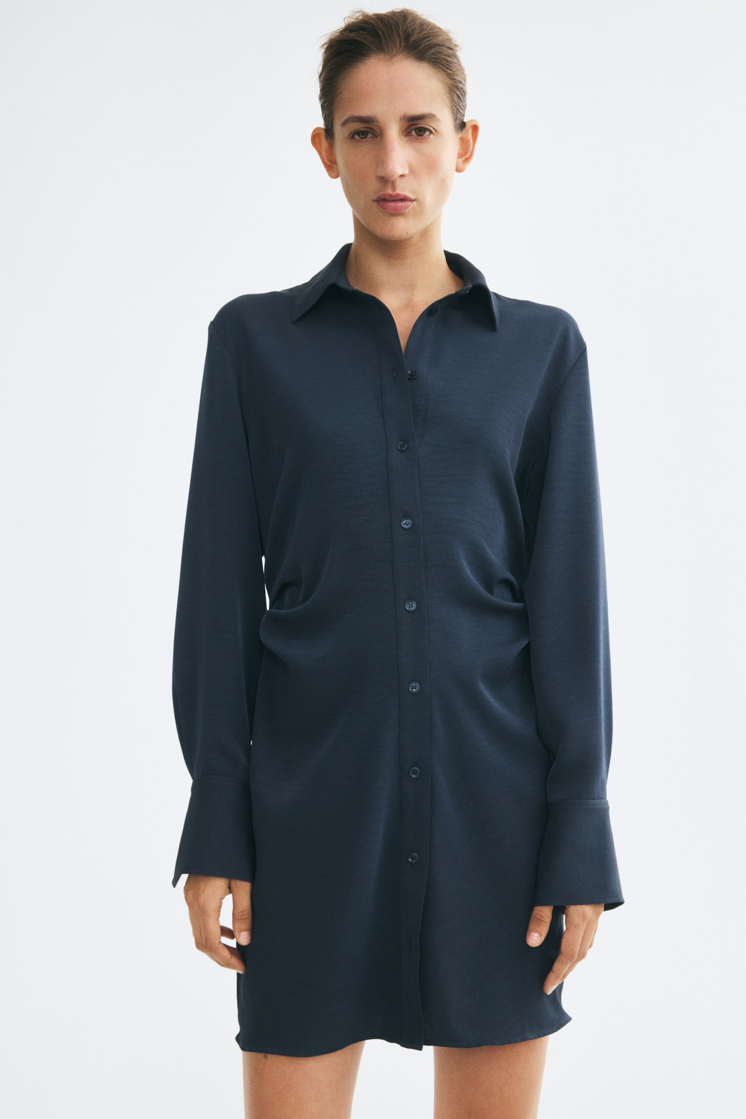 Женское платье H&M Draped Shirt Dress, цвет: Тёмный бирюзовый — фото 4