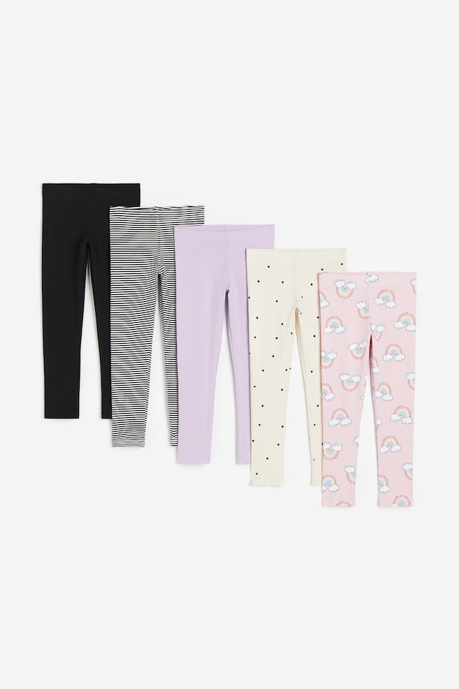 5-pack leggings - Light pink/Rainbows/Dark grey/Butterflies - 1