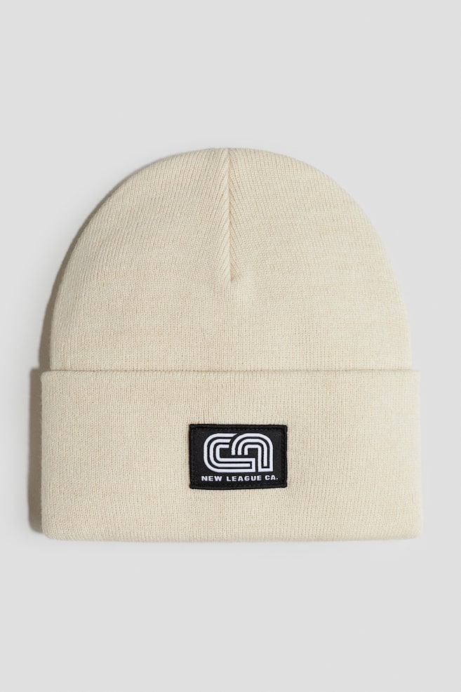 Appliquéd beanie - Light beige/Black/New League - 1