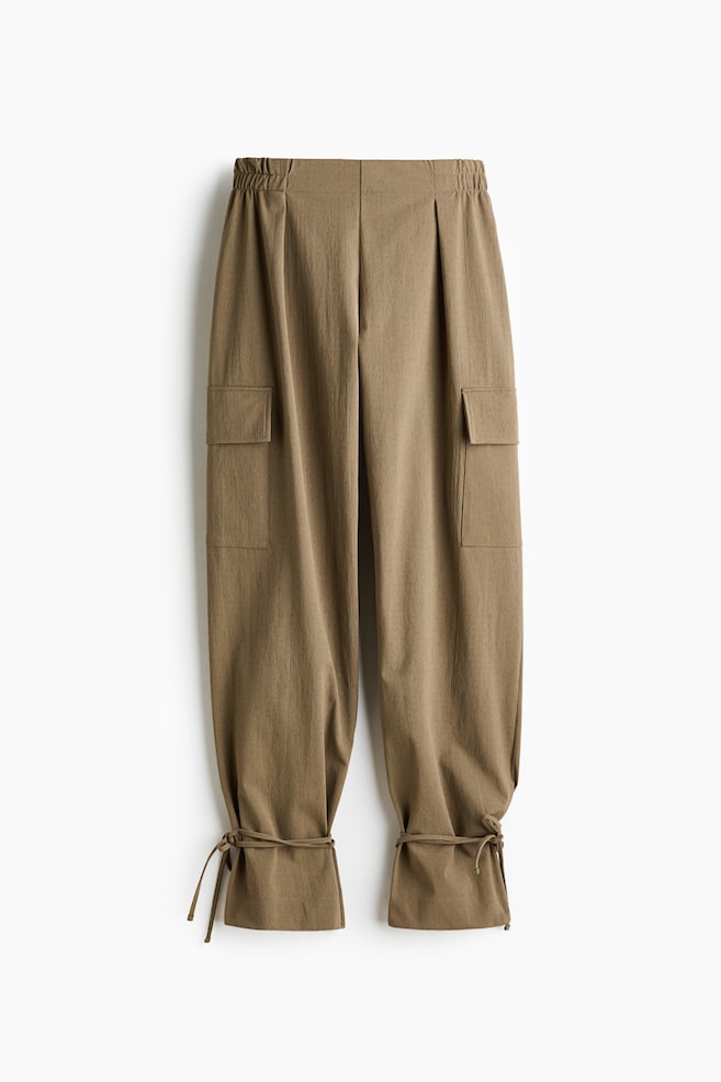 Pantalón globo con lazadas - Verde caqui - 1