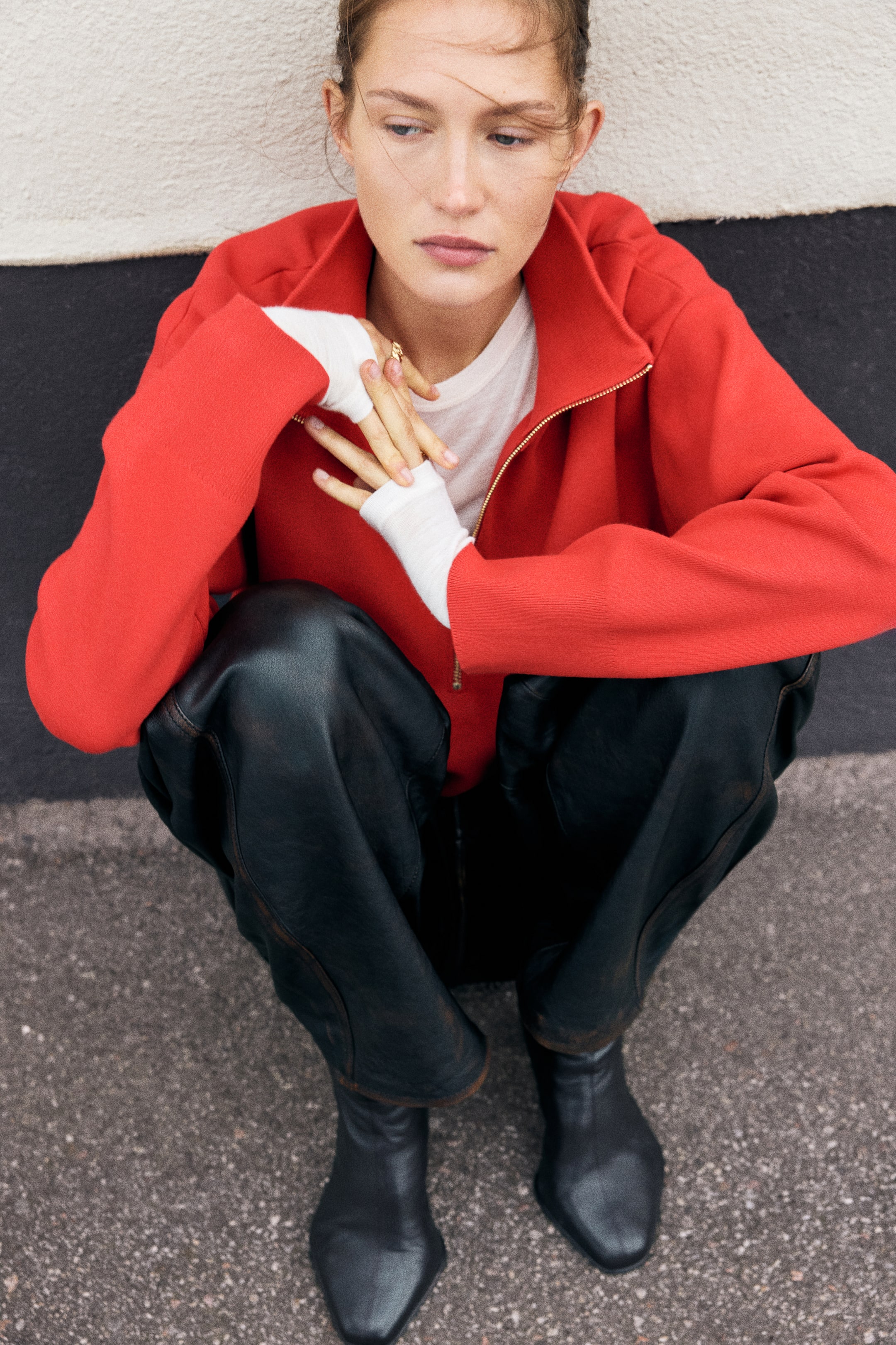 Women's Red Fine-knit zip-top jumper | H&M IN