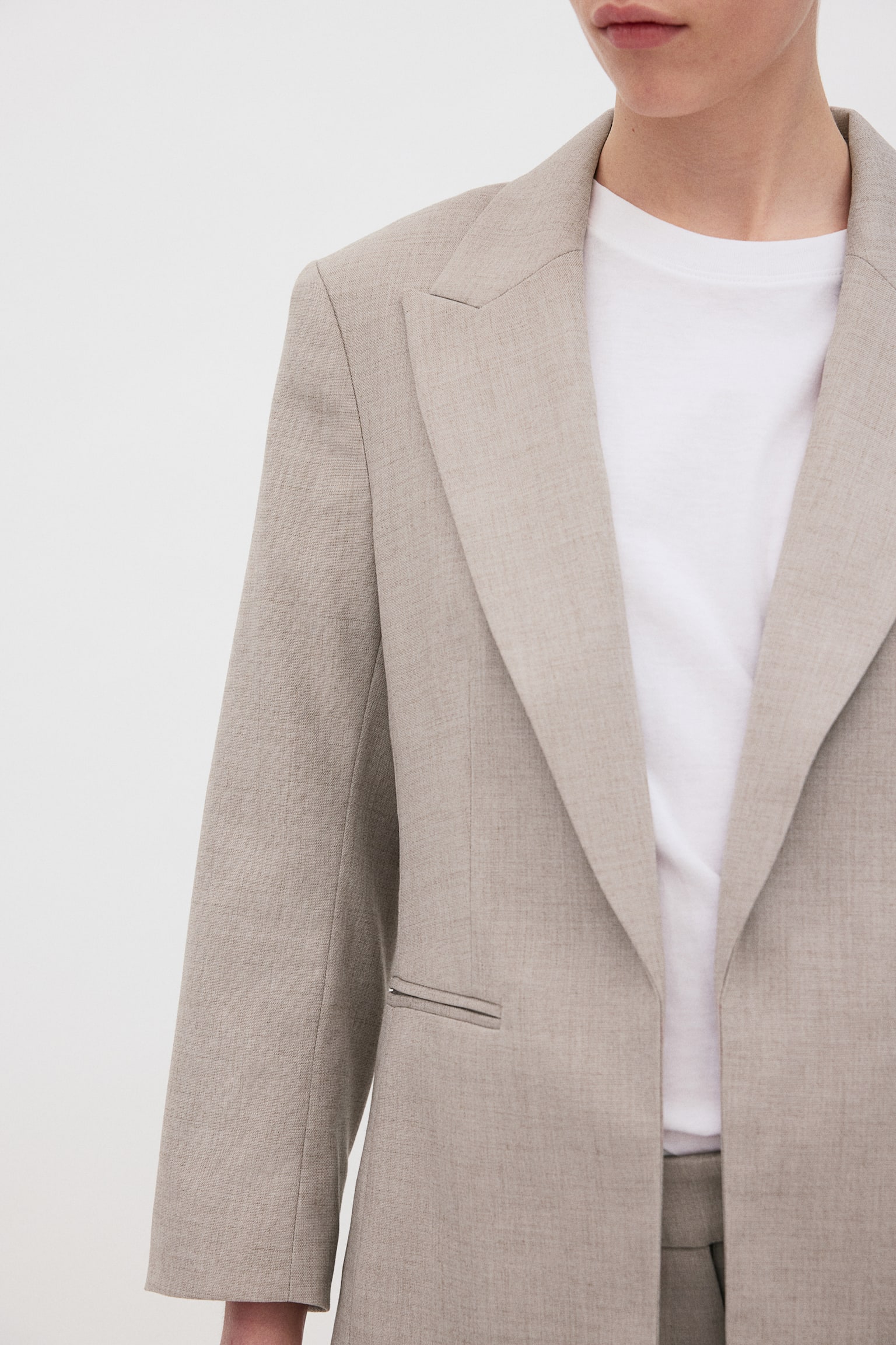 Fitted blazer - Light beige/Black - 4