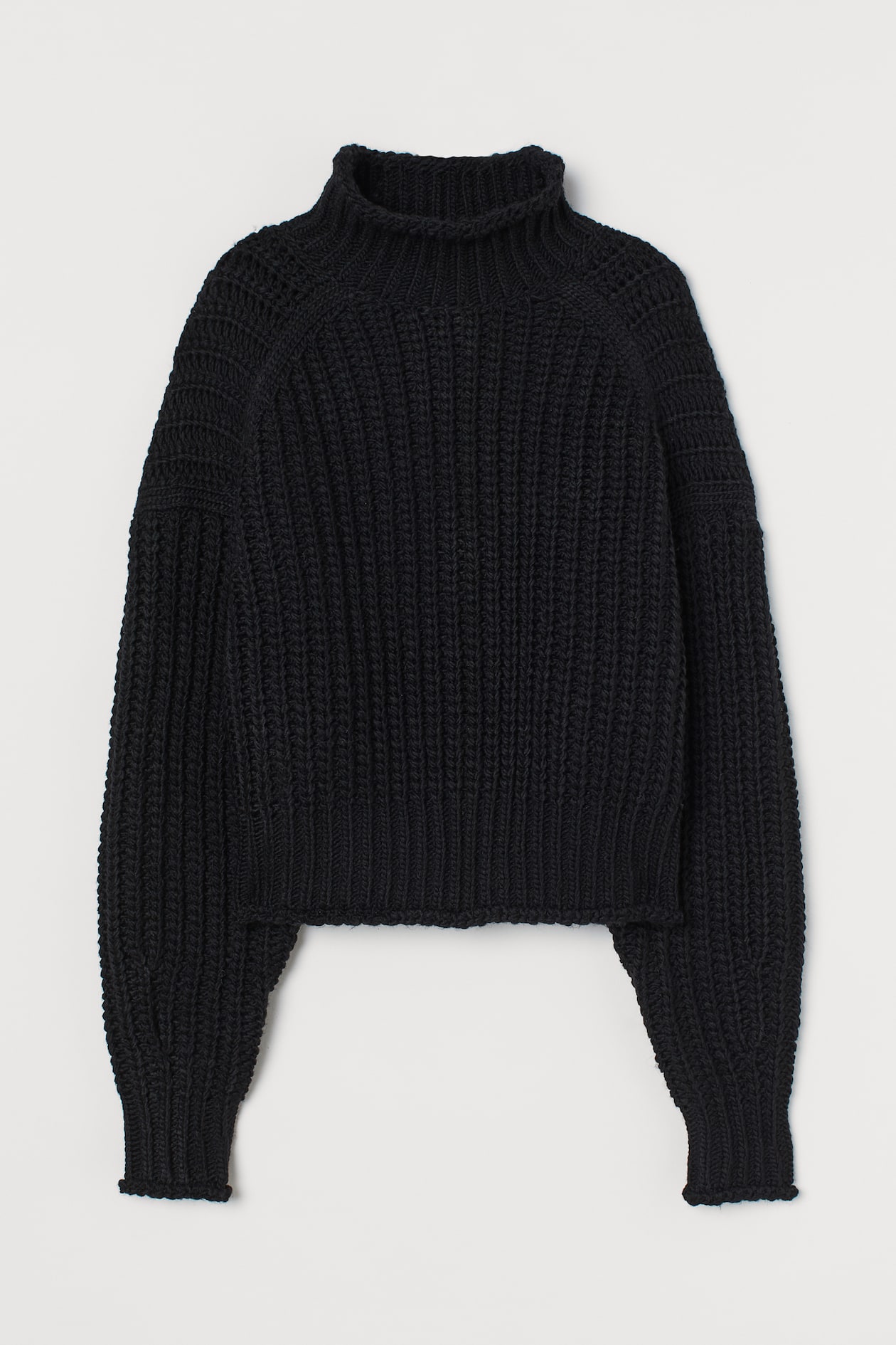 Ribbed polo-neck jumper - Polo-neck - Long sleeve - Black - Ladies | H&M GB