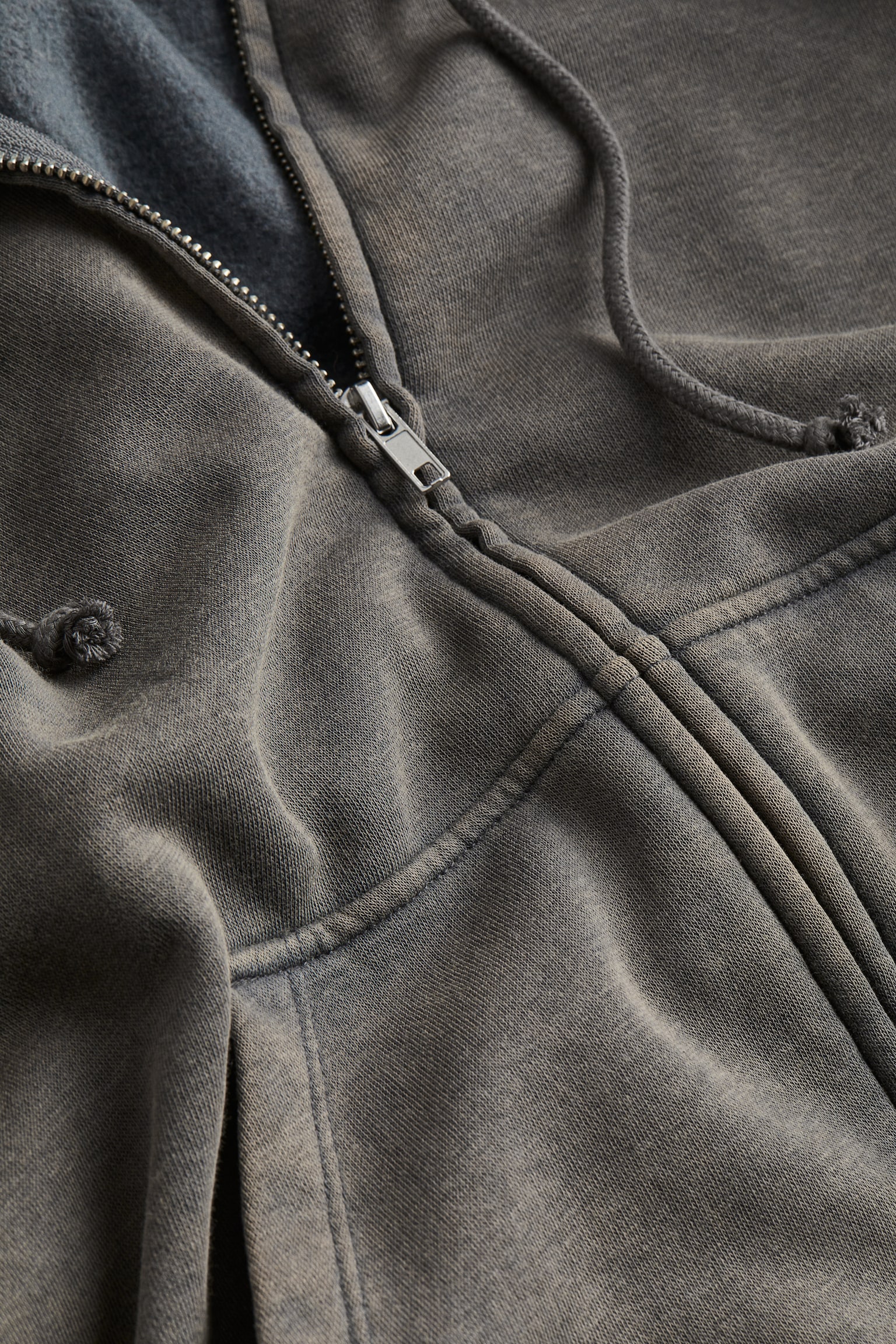 Oversized printed zip-through hoodie - Dark grey/Washed/Light grey/Minimise - 4