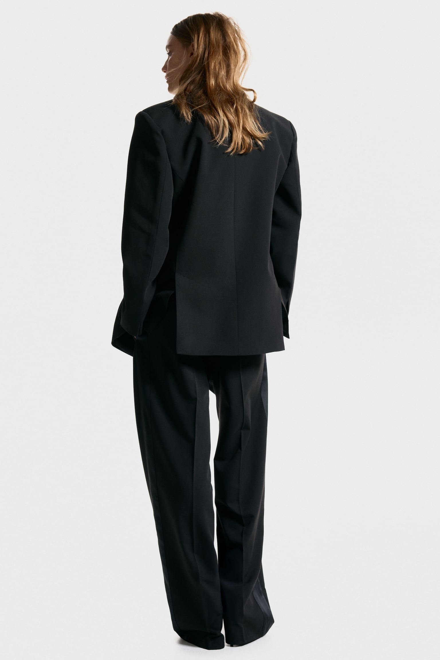 Double-breasted tuxedo blazer - Black - 7