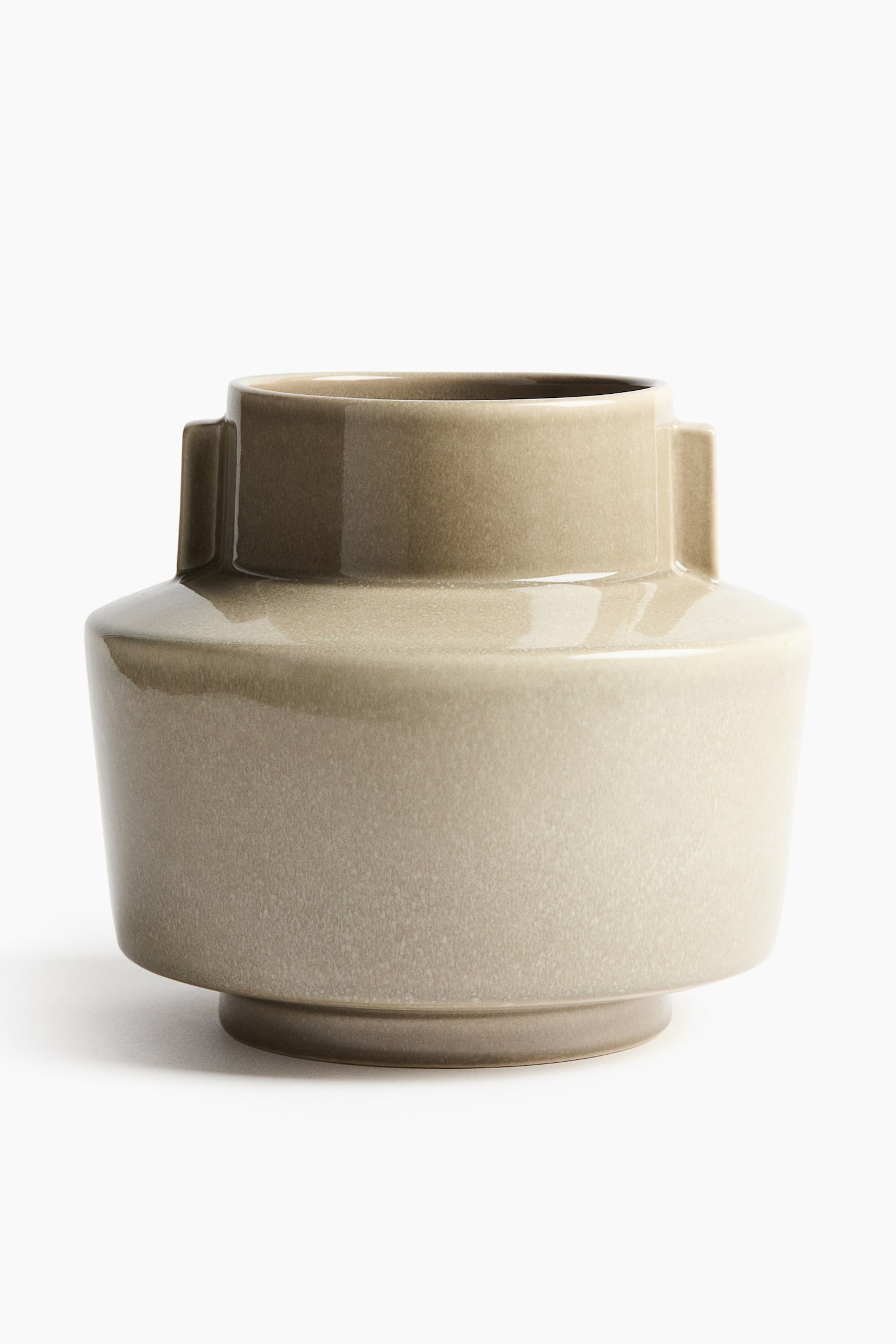 Large reactive-glaze stoneware vase - Khaki beige