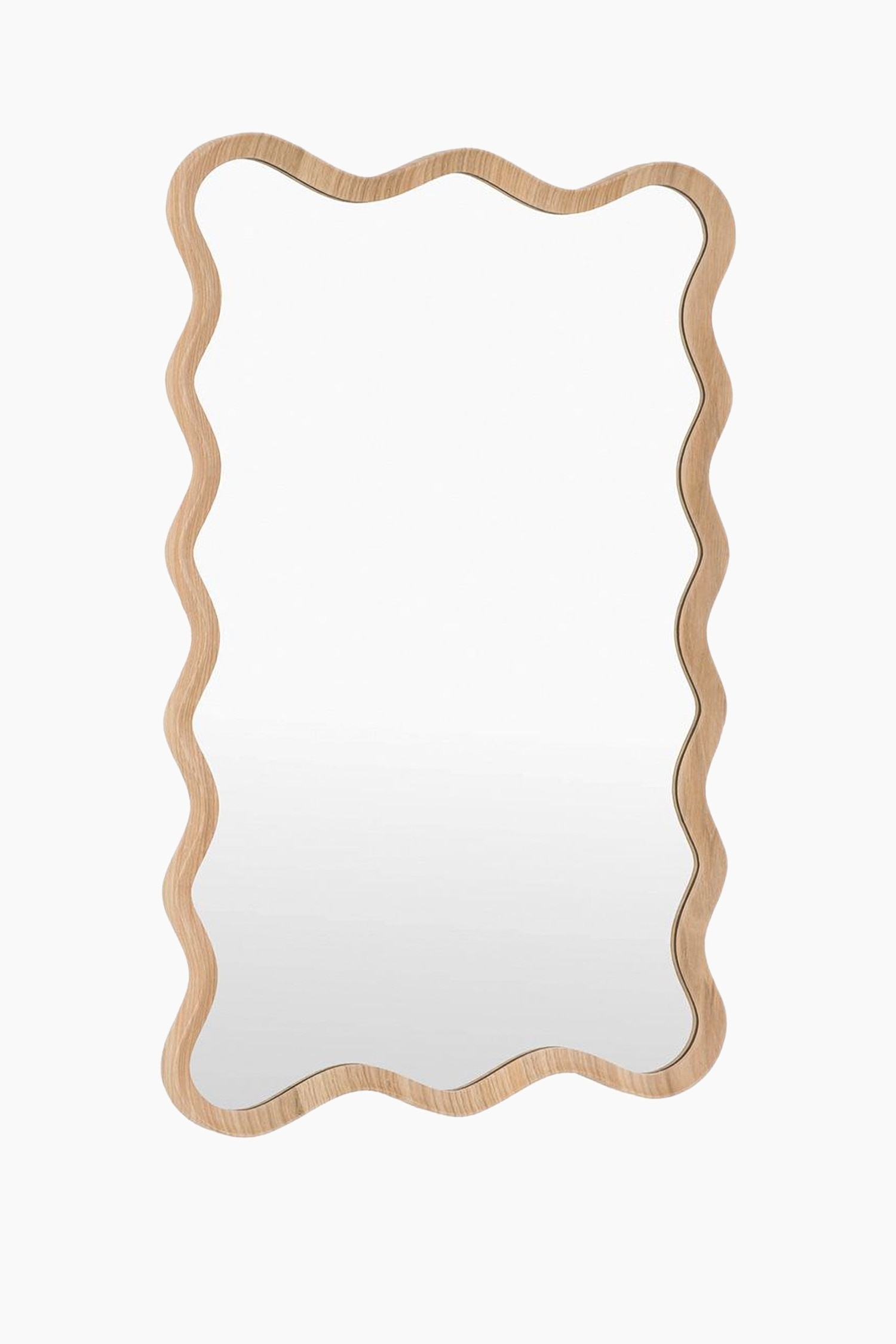 Wavy Edge Short Mirror - Light Wood