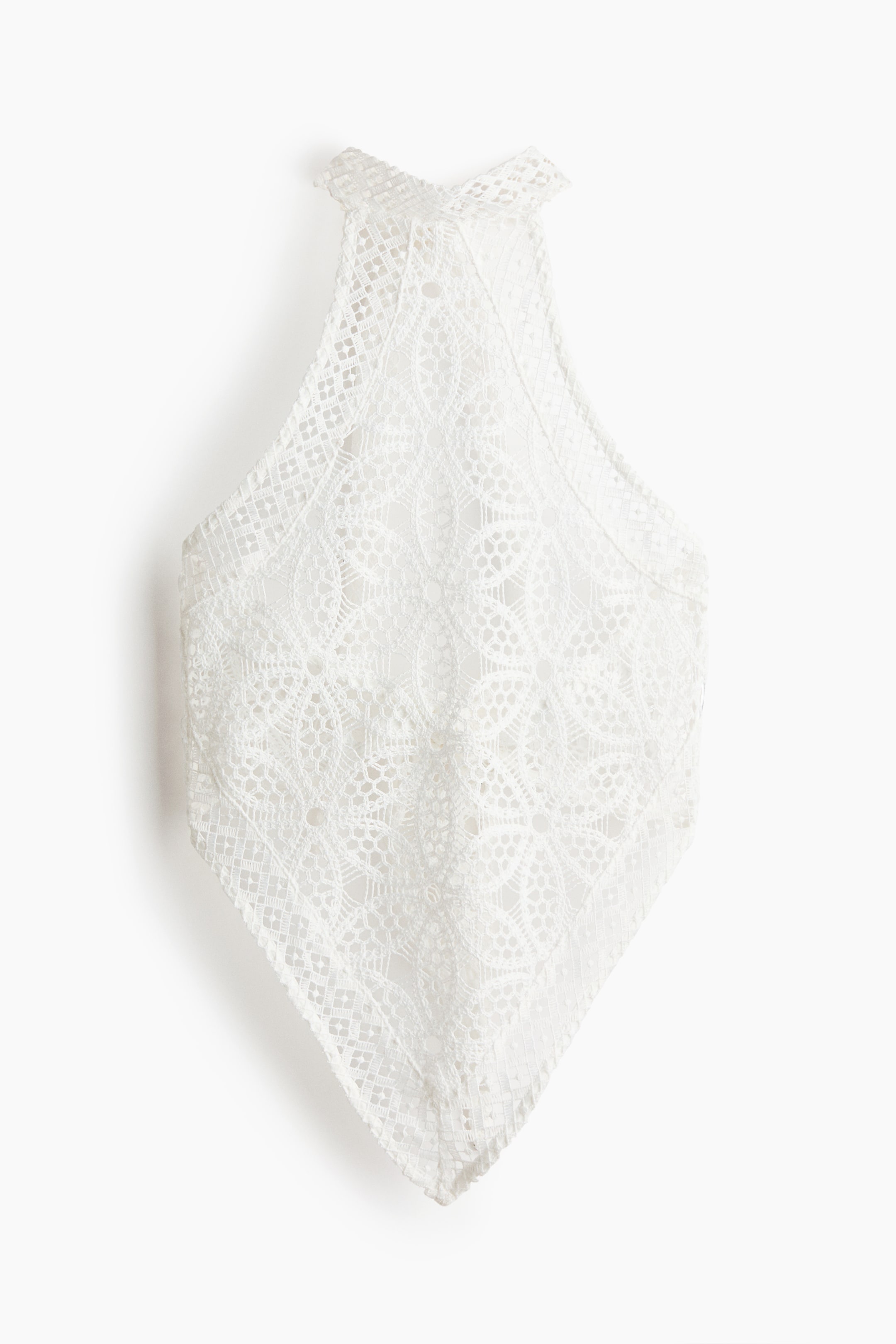 Asymmetric Lace Halterneck Top