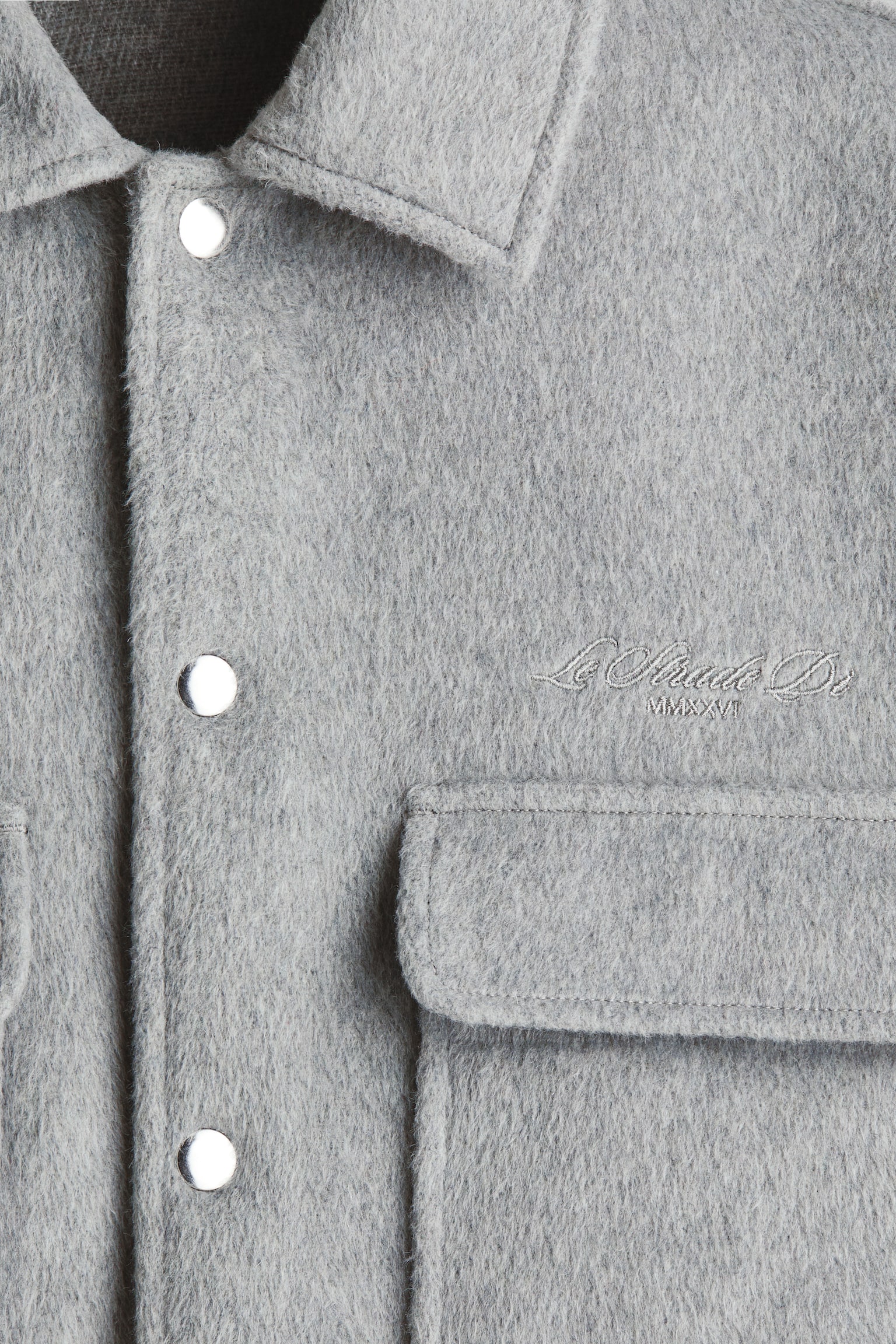Wool-blend overshirt - Light grey/Black - 5