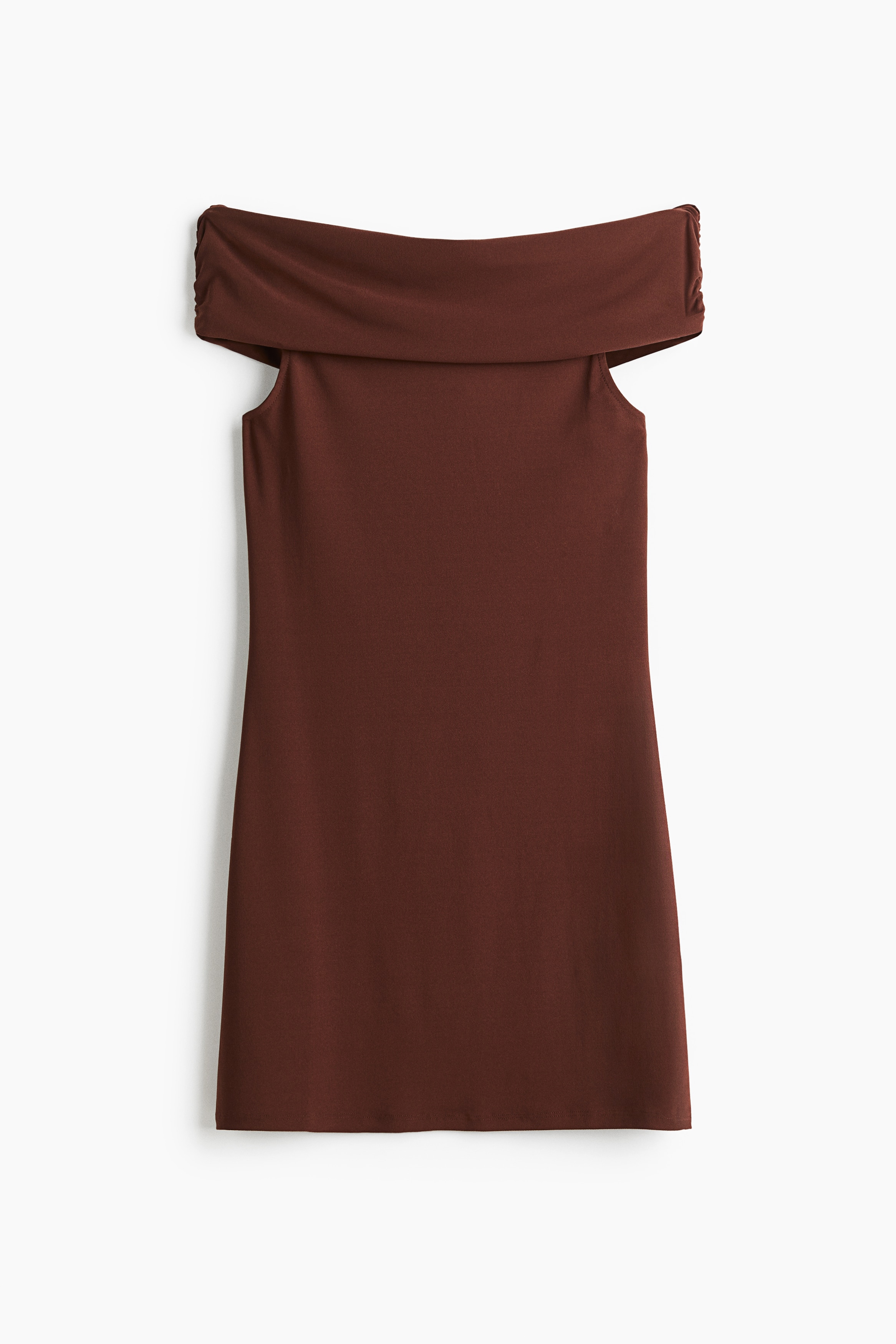 Off The Shoulder Dress - Dark brown/White/Black