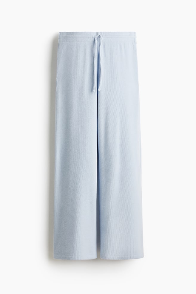 Waffled Drawstring Pants - Light blue - 1