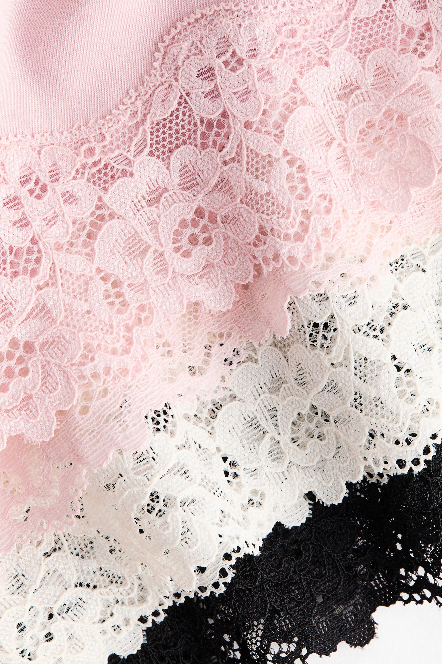 מארז 3 זוגות תחתוני היפסטר מכותנה ותחרה - ורוד/קרם/שחור - 4