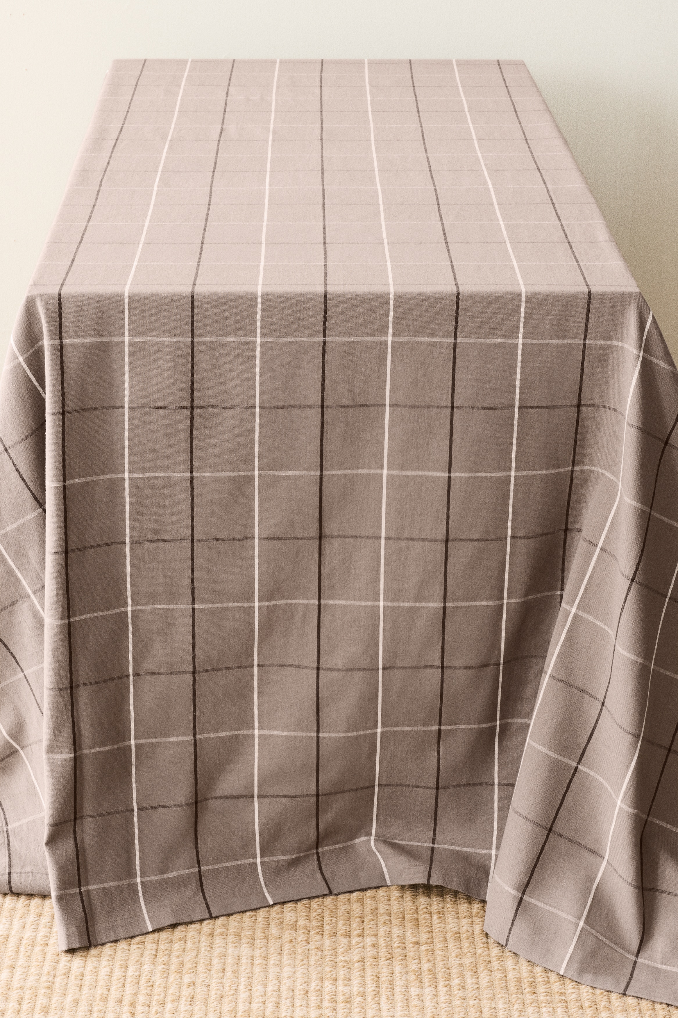Patterned Linen-Blend Tablecloth - Taupe/checked/Cream/brown striped/White/beige striped/White/checked