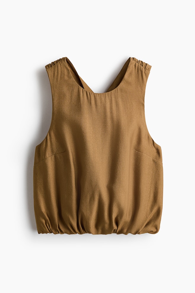 Twist-Detail Bubble-Hem Top - Olive green - 1
