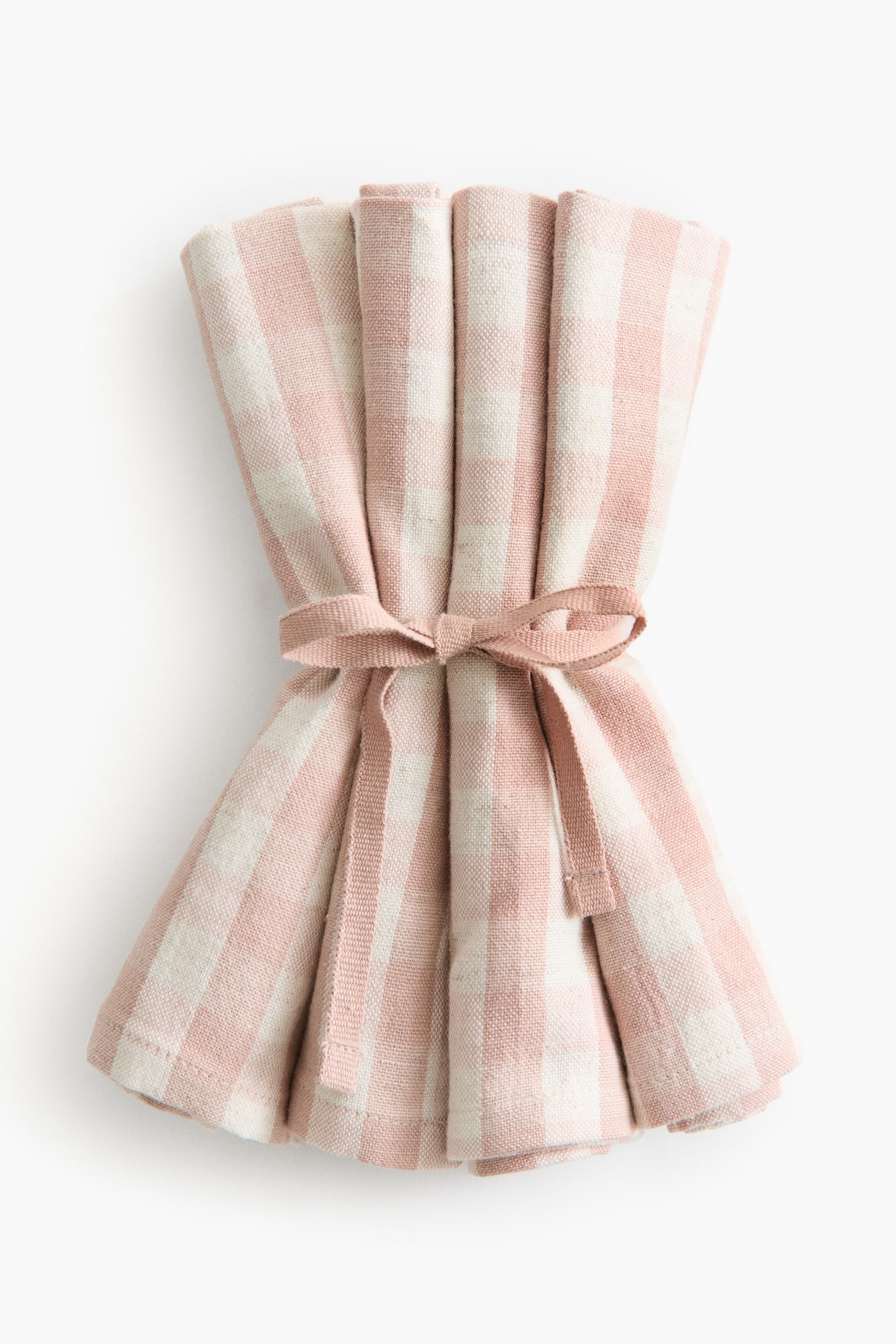 4-pack cotton napkins - Light pink/Gingham check/Dark grey/Striped/Green/Cream striped/Dark brown/Striped/Light pink/Striped/Beige/Gingham check/Green/Gingham check/Dark brown/Gingham check/Terracotta/Gingham check/Terracotta/Striped/Beige/Striped - 1