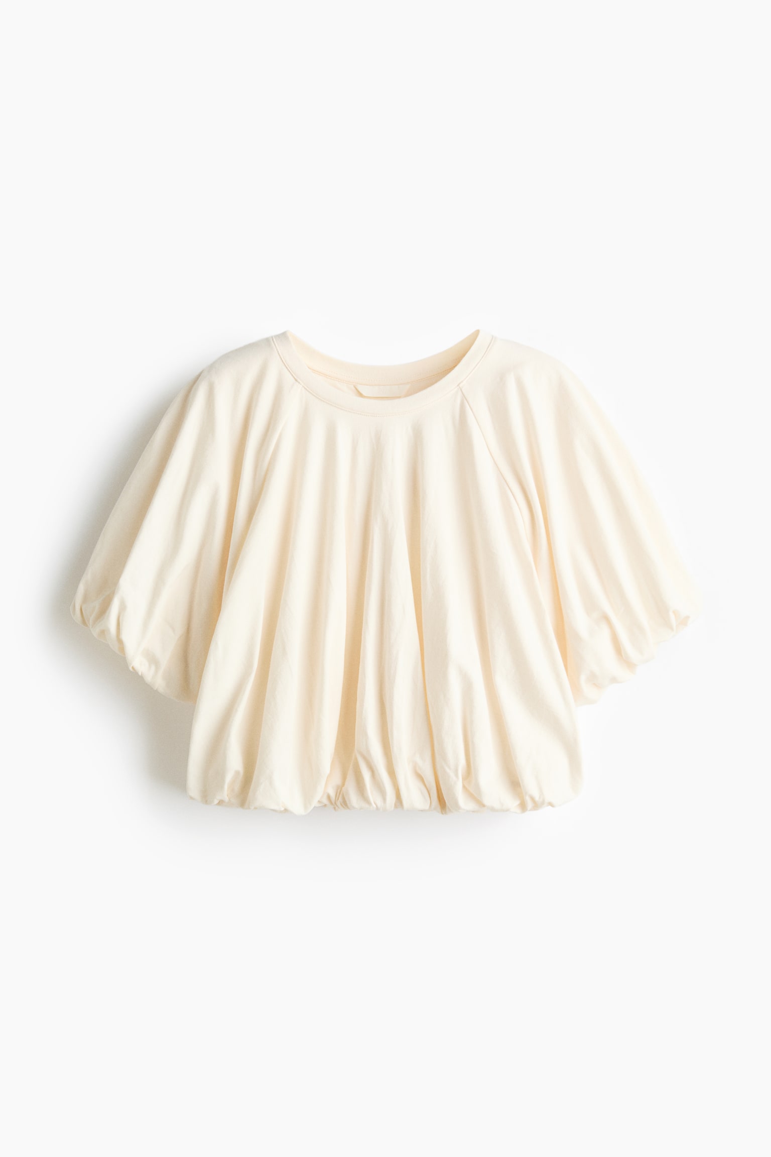 Bubble-hem cotton top - Cream/Light blue/Dark beige