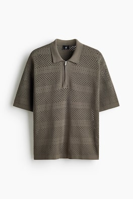 Hålstickad pikétröja Relaxed Fit