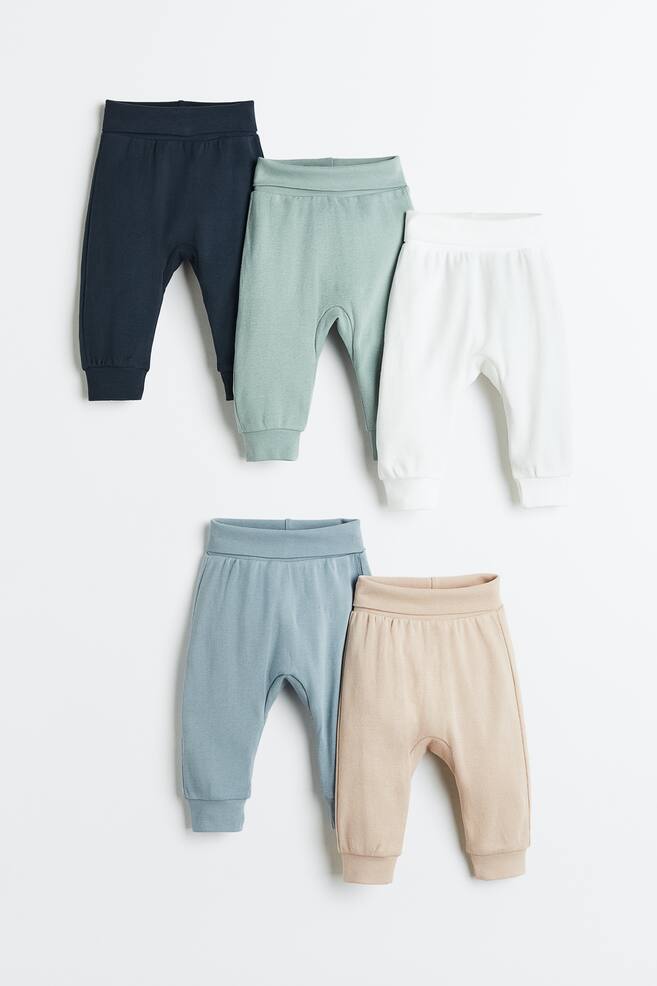5-pack cotton trousers - Dark blue/Light green/White/Light beige marl/Blue/Grey/White/Light pink/Spotted