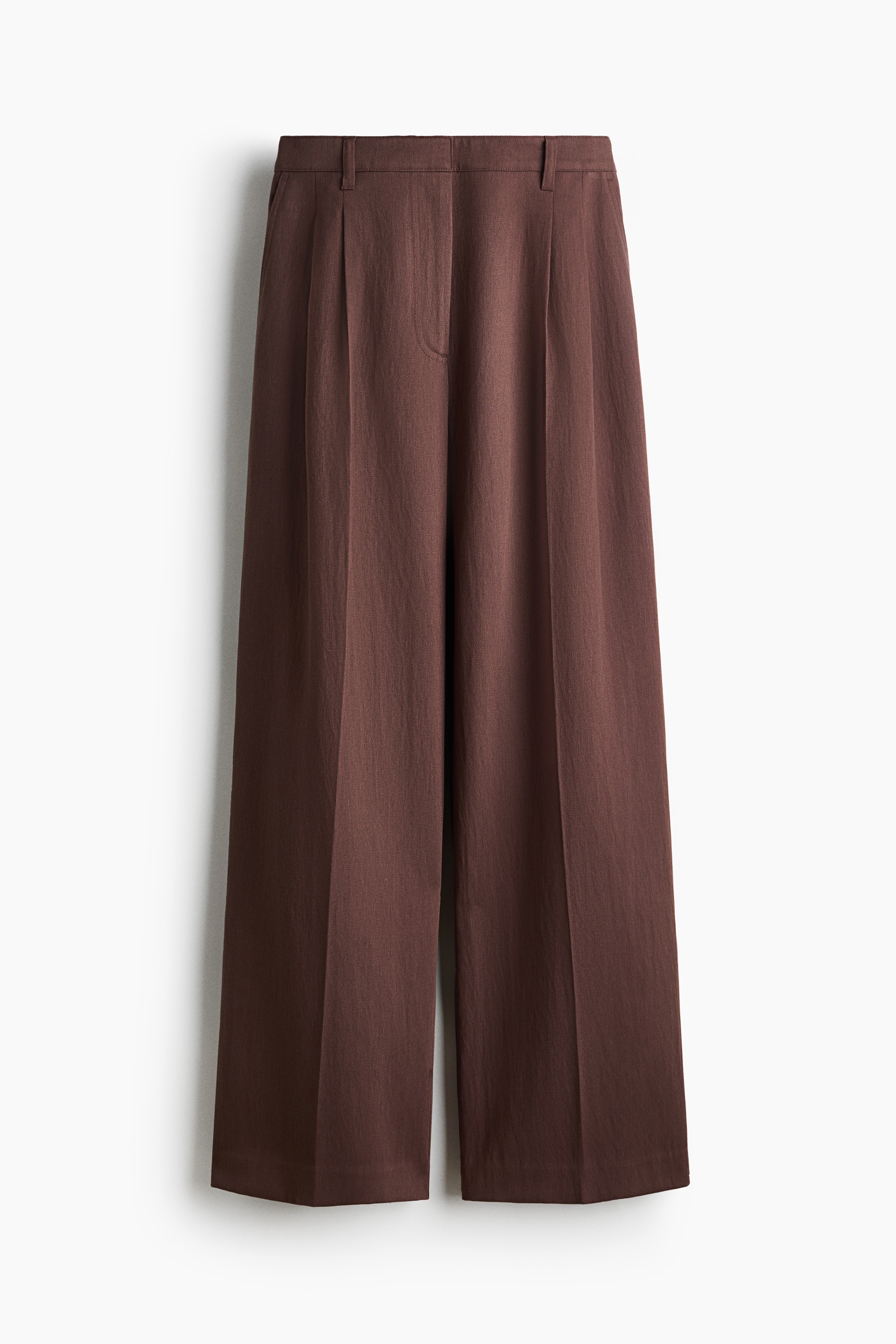 Pantaloni da tailleur in misto lino - Rosa polvere scuro/Verde oliva scuro