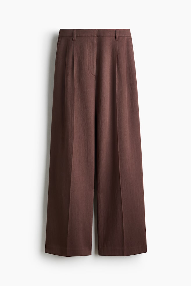 Linen-Blend Dress Pants - Dark dusty pink/Dark olive green - 1